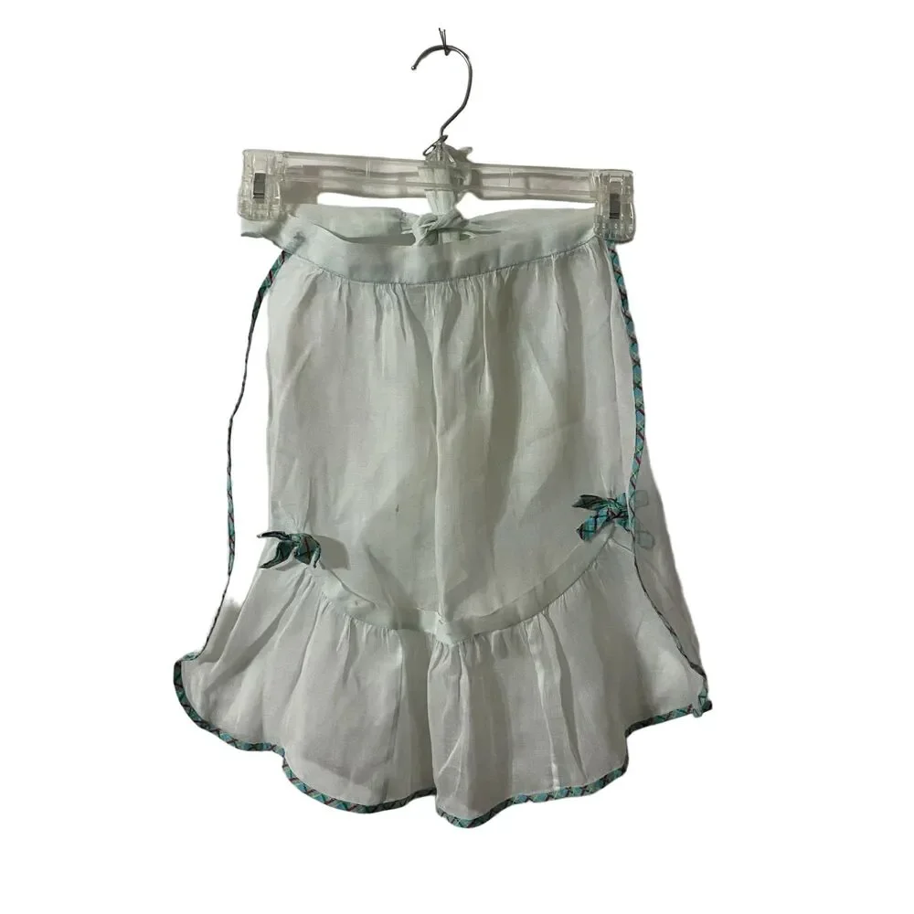 #5733 Womens Sheer VTG Light Blue Half Hostess Apron